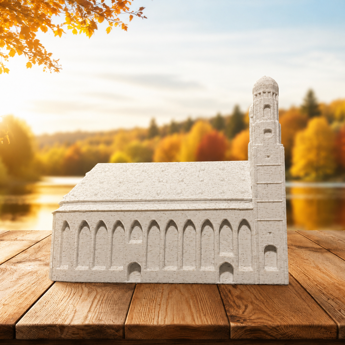 Miniature architectural figurine of the Munich Frauenkirche by Tiny Monuments