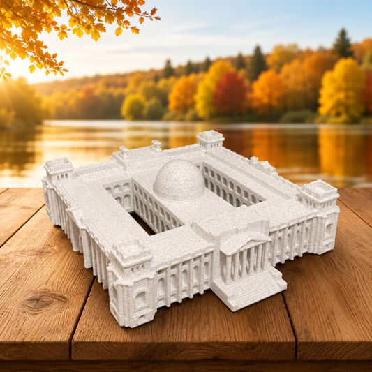 Miniature architectural figurine of the Berlin Reichstag by Tiny Monuments