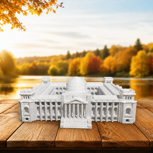 Miniature architectural figurine of the Berlin Reichstag by Tiny Monuments